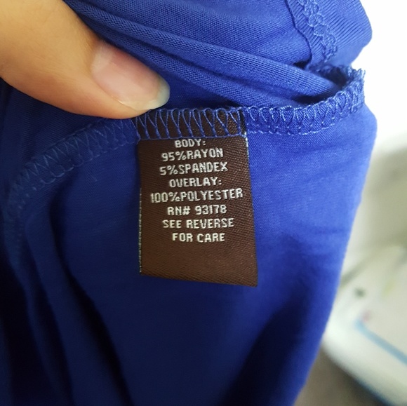 Adrienne Vitadini Royal Blue Ruffle Top - Picture 4 of 8